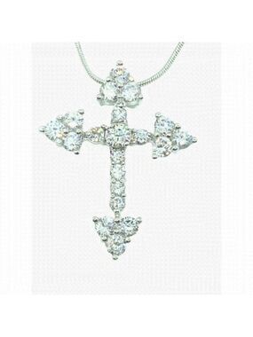 Crystal White Lab-Created Sapphires Cross Pendant Necklace